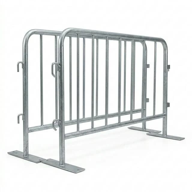 Crowd control barriers installed in an event corridor